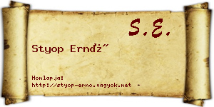 Styop Ernő névjegykártya